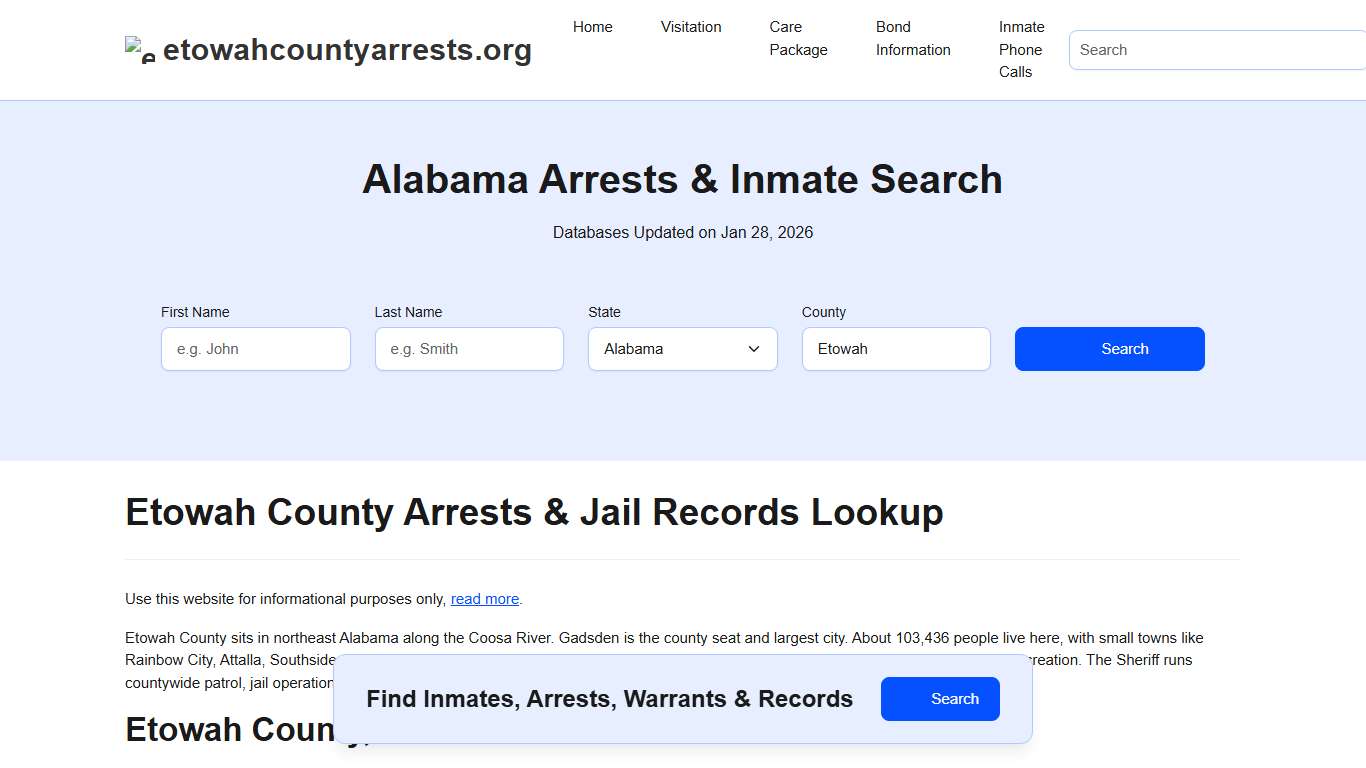 Etowah County, AL Arrests, Warrants, Police Records Search