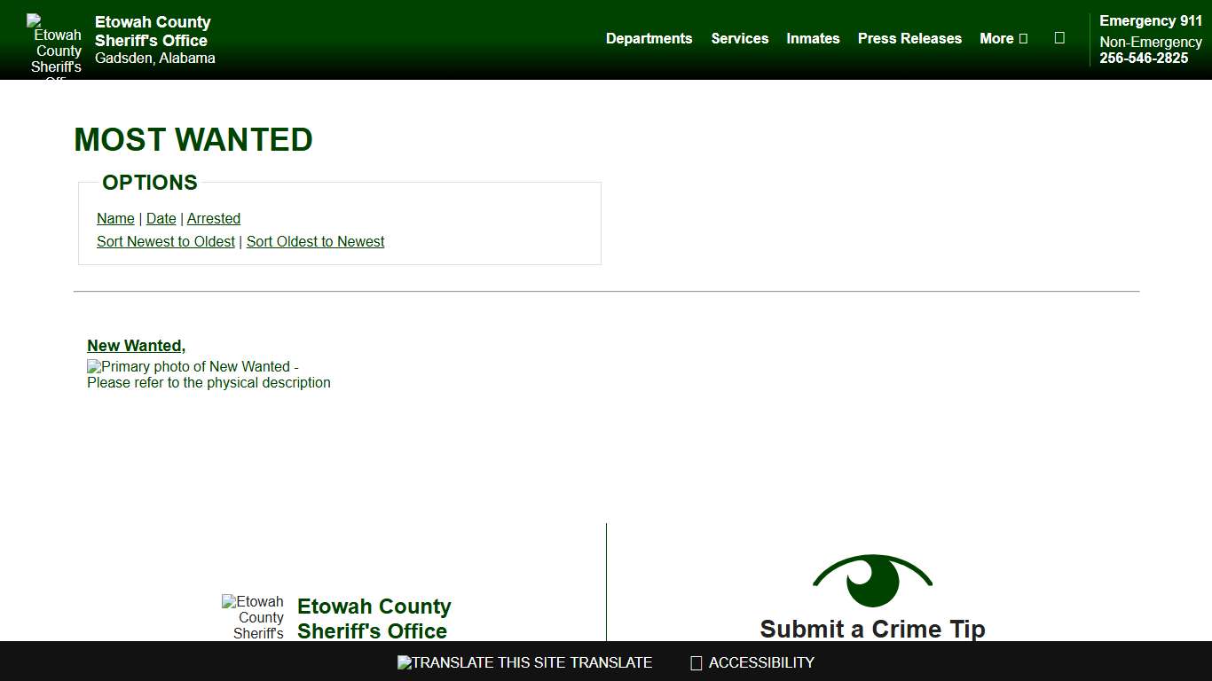 Most Wanted - Sorting by Posting Date - Descending - Page 1 - Etowah County Sheriff's Office